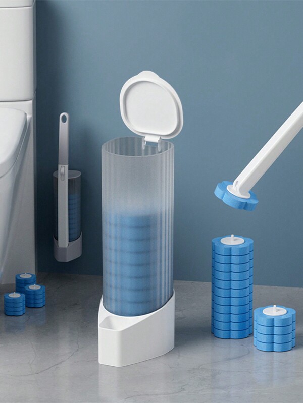FoBianJie 1 Set Toilettenbürste Multifunktionale Einweg-Toilettenreinigungsbürste mit Halter und Stielersatz für Badezimmerreinigung, Einweg-Toilettenreinigungssystem, Desinfektionsersatz, Badezimmerwerkzeuge Badezimmerdekoration Herbstdekoration