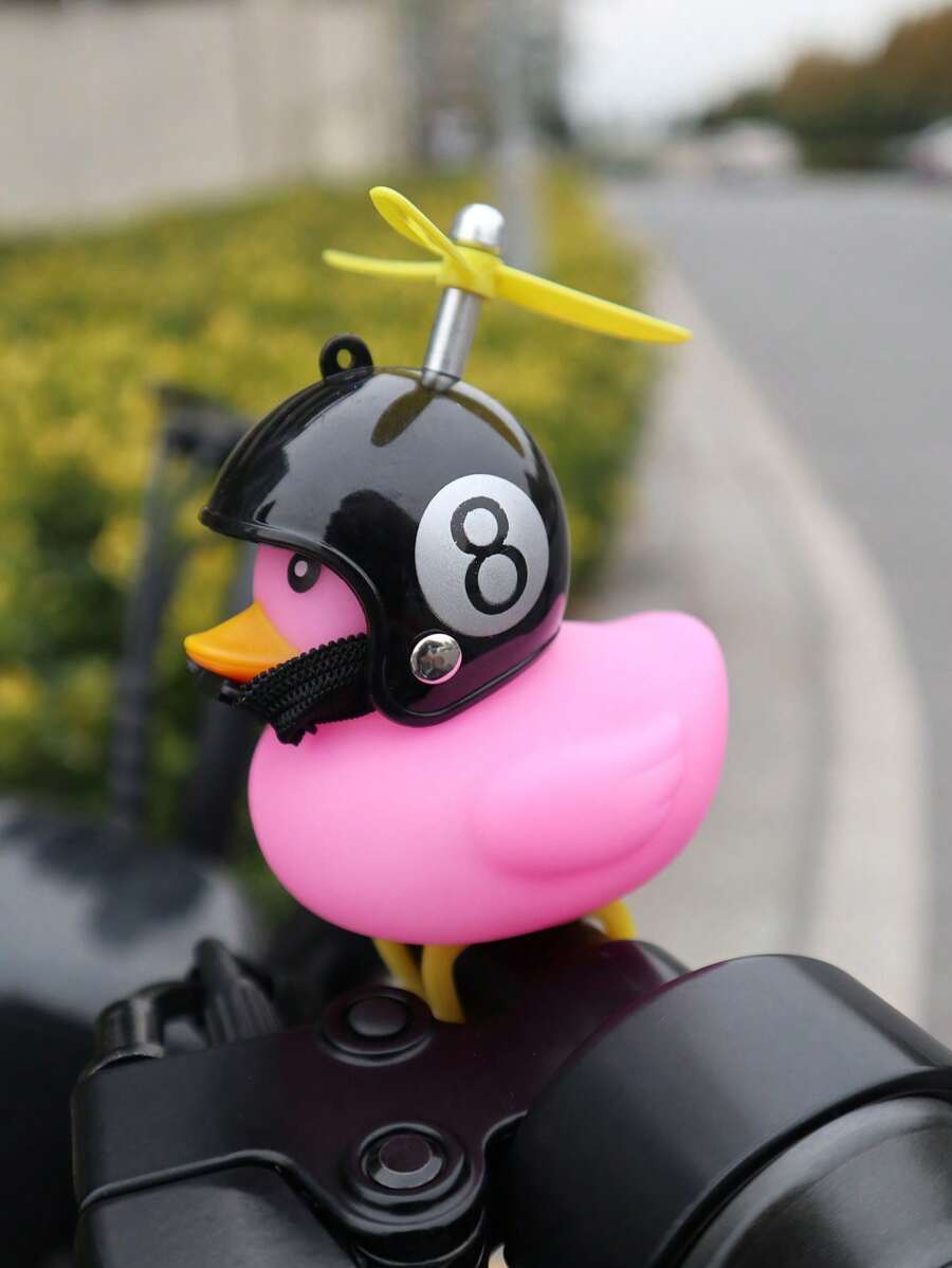 1入組機車小黃鴨竹蜻蜓破風鴨公仔單車小黃鴨電動車裝飾安全帽螺旋槳鴨公仔 - 黃色 - 查看 1