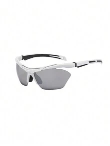 1 件男女通用半框彩色涂层运动眼镜，防风，适合骑行和户外活动 - 銀色 - 查看 3