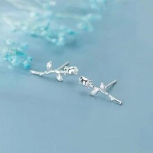 1 đôi S925 Bạc nguyên chất Gấp đôi Tấn Hoa hồng Hoa Bông tai stud , Phong cách tối giản , Thích hợp Đối với Phân lớp , Linh hoạt Đồ trang sức , NỮ Món quà , Bạn Món quà - Hoa tai - Xem 9