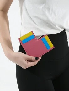 1 Pc Fashionable And Avant-Garde Valentine'S Day PU Leather Material Solid Color Love Four Card Universal Card Bag For Men&Women For Going Out&For Business&For Daily Valentine'S Day Gift - Pink - View 4