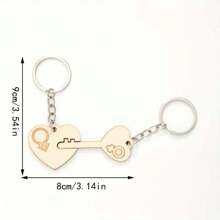 2pcs/Set Couples Matching Keychain Creative Wooden Key Chain Ring Birthday Valentine'S Day Gift For Him Her Girlfriend Boyfriend - Khaki - View 9