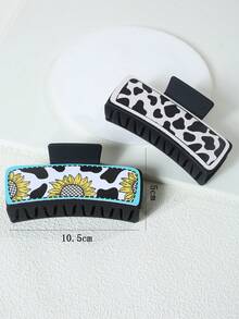 2pcs Vintage Leather Hair Clip Strong Hold Square Hair Grips Hair Accessories For Women/Girls With Thick Hair Leopard Print - Multicolor - View 5