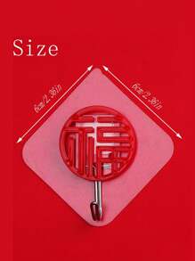 3pcs Spring Festival Celebration Hooks, Punch-Free Strong Adhesive Hooks For Wedding Or Happy Occasions, Invisible Transparent Sticky Patches Hook - Multicolor - View 2