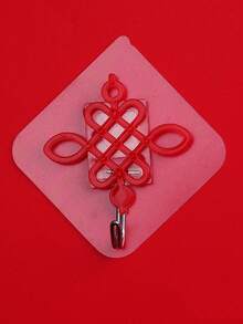 3pcs Spring Festival Celebration Hooks, Punch-Free Strong Adhesive Hooks For Wedding Or Happy Occasions, Invisible Transparent Sticky Patches Hook - Multicolor - View 5