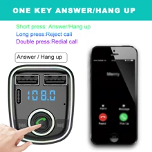 simr Transmisor receptor de radio FM inalámbrico manos libres Bluetooth 5.3 para coche, adaptador de reproductor MP3, 2 USB + kit de carga PD, adaptador Bluetooth para coche - Negro - Ver 3