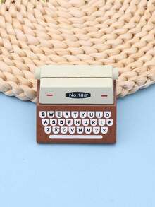 1個棕色復古木質打字機備忘夾,復古時尚辦公桌飾品相框 - 棕色 - 查看 5