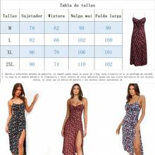 Vestido de tirantes de con abertura floral Fiesta De Moda Casual