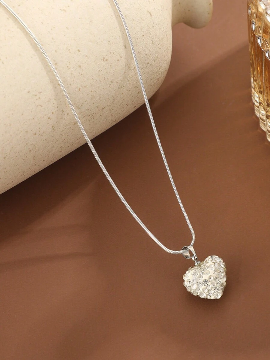 1條情人節禮物項鍊,時尚多功能彩色心形鑽項鍊配蛇骨鏈吊墜 - 彩色 - 查看 1