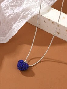 1條情人節禮物項鍊,時尚多功能彩色心形鑽項鍊配蛇骨鏈吊墜 - 彩色 - 查看 2