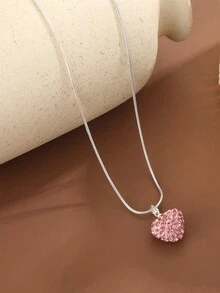 1條情人節禮物項鍊,時尚多功能彩色心形鑽項鍊配蛇骨鏈吊墜 - 彩色 - 查看 4