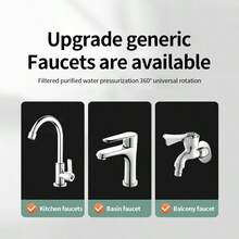 1入組家用廚房水龍頭過濾器，可旋轉360度的過濾器延長器，內置不銹鋼過濾器芯，可反復清洗，防濺水增壓泡沫噴嘴，輕鬆過濾水淨化器延伸節水器，適用於家庭廚房，銀色 - 銀色 - 查看 9