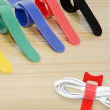 50pcs/Pack Random Color 6-Inch Multifunctional Nylon Hook And Loop Cable Strap, Cord Organizer, Self-Adhesive Straps, Etc. - Random Color - View 1