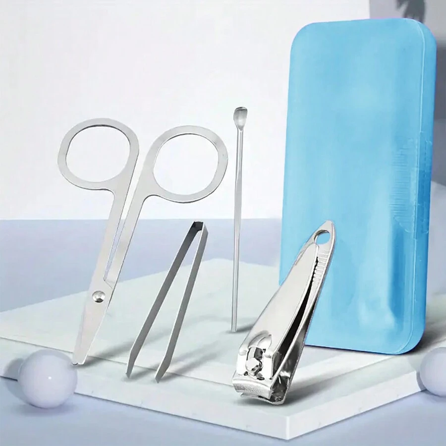 4pcs/Set Professional Manicure Kit With Stainless Steel Nail Clippers, Callus Remover And File - For Precision Cutting And Beauty Care - Great For Household And Salon Use - Blue - View 1