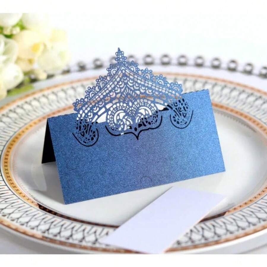 50pcs Lace Table Place Cards Seat Name Cards Table Decor Message