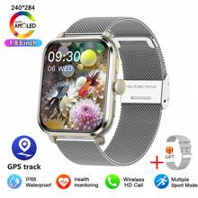 GUHUAVMI 2024 时尚清新简约智能手表，男女通用，1.83英寸触摸屏，集健身追踪、运动模式、IP68级防水、心率监测、睡眠监测、计步器、通话、音乐播放于一体，兼容安卓和iOS手机，女士数字手表 - 合金 - 查看 15