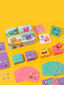 Magic Cube Building Blocks Puzzle Toy That Change Faces, Promotes Parent-kid Interaction, Stimulates Logical Thinking, And Improves Intelligence - Great Table Game For Kids - Apricot - View 6