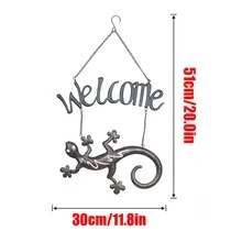 1入鄉村別墅蜥蜴歡迎標誌-前門錫金屬招牌-適用於門廊家居裝飾的完美禮物-為臥室,客廳和餐廳增添魅力 - 銅色 - 查看 2