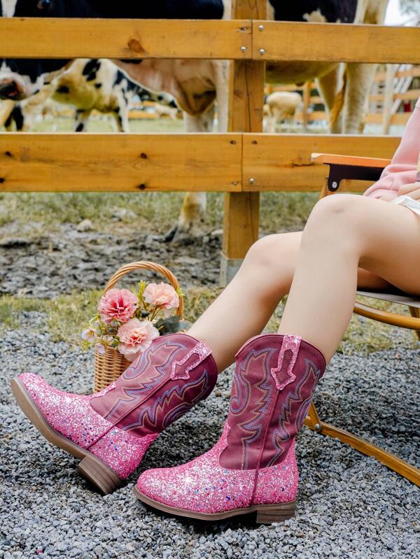 Girls Cowboy Boots Toddler Girls Boots UnisexChild Glitter Pink