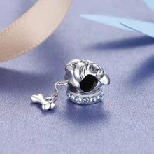 LOVANS 1 件 925純銀和立方鋯石狗骨項鍊吊墜,diy手鍊/項鍊/珠寶製作,適合日常佩戴 - 狗狗和骨頭 - 查看 4