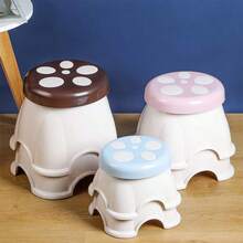 1個家用可愛的蘑菇造型兒童凳,加厚邊緣和圓形設計,耐用且穩固 - 粉色 - 查看 3