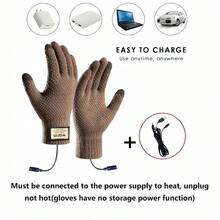 A Universal Usb Heated Gloves ( Without Power Supply, Without Built-In Battery), Non-Slip & Warm, With Touch Screen Function, Suitable For Winter/Spring, For Both Men And Women - Brown - View 2