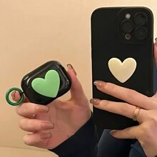 适用于 2/3/Pro/Pro2/Pro3 的绿色心形保护壳，黑色 - 黑色 - 查看 3