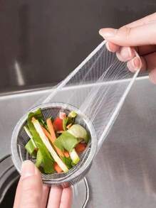 100入組廚房水槽過濾網袋,可拋棄的水槽過濾器袋,水槽網過濾器袋,水槽垃圾過濾網袋,可用於收集廚房食物廢料殘渣垃圾 - 白色 - 查看 1