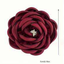 Cross-Border Elegant Vintage Fabric Rose Corsage Pin Handmade Floral Brooch - Red - View 3