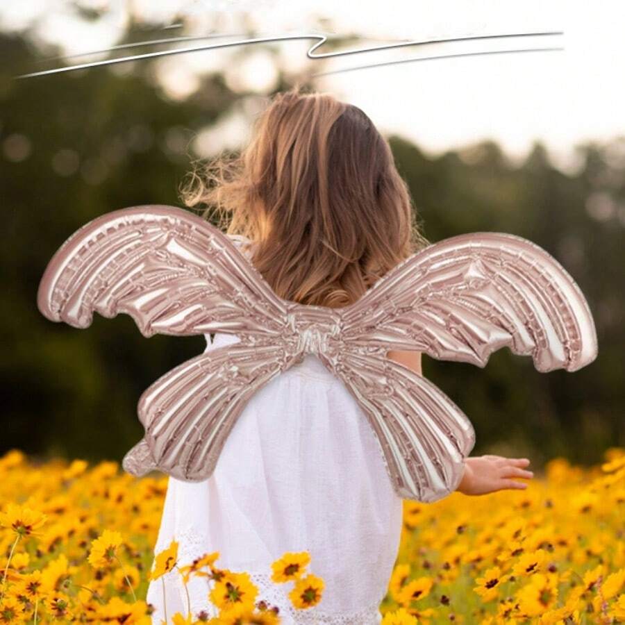 蝴蝶翅膀气球网红生日场景拍照道具发光背饰夜市摆摊用品 - 玫瑰金 - 查看 1