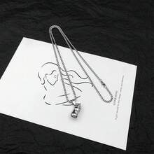 潮人风街头风学院风休闲小奶瓶项链个性嘻哈街头小众设计感儿童吊坠男孩女孩同款时尚配饰 - 銀色 - 查看 2