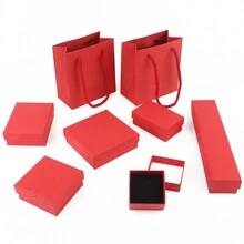 1pc Red Square Jewelry Gift Packing Box Engagement Storage Organizer For Necklace Ring Bracelet Pendant Earring Display - Red - View 7