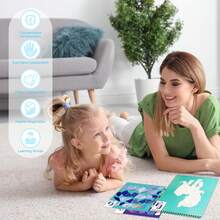 1 套独角兽主题工艺品贴纸绘画书，带数字的贴纸，玩益智游戏，适合生日圣诞节万圣节感恩节派对礼物，道路飞机旅行玩具活动书籍，用于学习 - 藍色 - 查看 5