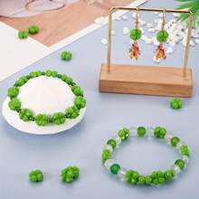 1pack/100pcs Acrylic Faceted Perforated Clover Diy Beads For Bracelet Making Saint Patrick's Day Decor - Green - View 7