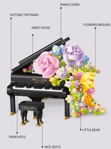 1 盒鋼琴形迷你顆粒積木玩具,高難度腦筋急轉彎,情人節和生日禮物 - 彩色 - 查看 5