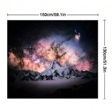 1入組帶有雪山和星空圖案的掛毯,家居和臥室裝飾性掛布背景 - 香檳色 - 查看 2