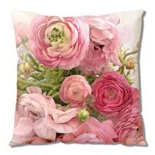 1pc 17.7*17.7inch/45*45cm Digital Printed Polyester Home Decorative Pillow Cover With Rose Flower Pattern, Hidden Zipper, Not Including Pillowcore - Multicolor - View 1