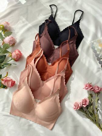 5pcs/Set Seamless Sticky Bra Women's Underwear, Lingerie