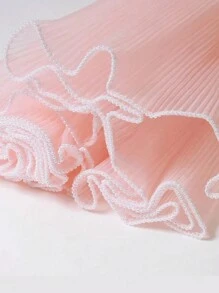 1入組褶皺網眼布花束禮品包裝,附有綢緞和珍珠網,非常適合假日、婚禮、生日、情人節等節日禮品,diy花卉花束或花店裝飾 - 淺粉色 - 查看 6