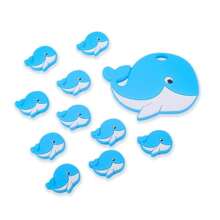 1個新設計卡通動物鯨魚形矽膠珠子,適用於兒童diy手工藝,具創意的卡通時尚光滑硅膠彩色珠子珠寶配件 - 淺灰色 - 查看 5