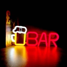 1pc High Brightness Wine Glass & Bar Neon Sign, Beer, Cocktail Glass, Bar Beer Bottle Size 13.9x5.7in (Approx. 35.5x14.5cm), Battery Or USB Powered Desk & Wall Decor Light, Suitable For Girls' Dorm Room, Wedding Anniversary, Bar, Hotel, Supermarket, Valentine's Day, Mother's Day, Birthday Party, Christmas And Home Decor, Men's Game Room Background Lighting - Wine Glass BAR Neon Light - View 9