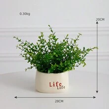 人工北歐風格幾何綠色植物裝飾,適用於客廳,餐桌,家居裝飾,仿真盆栽植物,假花佈置 - E款 - 查看 2
