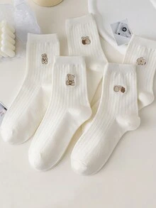 2 Pairs Creative Hand Holding Mid-Calf Socks, 3D Big Eye Handshake Socks, Black & White, Suitable For Daily Wear - Multicolor - View 1