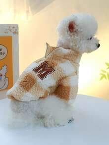 1pc New Arrival Pet Clothes, Thermal Lined , Thick And Warm With Sheepskin, Abc Zipper Coat For Dogs And Cats, Autumn And Winter - Multicolor - View 4