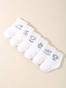 嬰兒字母和心形印花嬰兒襪子 - 白色 - 查看 3
