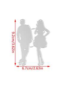 1pc Couple Metal Cutting Dies Stencils Scrapbook Valentine'S Day Embossing Process For Card Making Scrapbooking DIY Cards Photo Album Craft Decorations - Silver - View 2