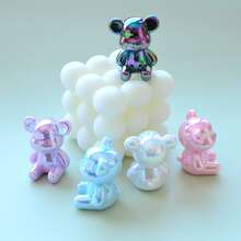 1入組汽車內部電鍍坐姿泰迪熊裝飾品,適用於家居和汽車內飾 - 白色 - 查看 3