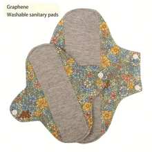 2pcs Graphene Washable Sanitary Pads Reusable Menstrual Pads Incontinence Pads Girls Sanitary Pads Random Color - Multicolor - View 2