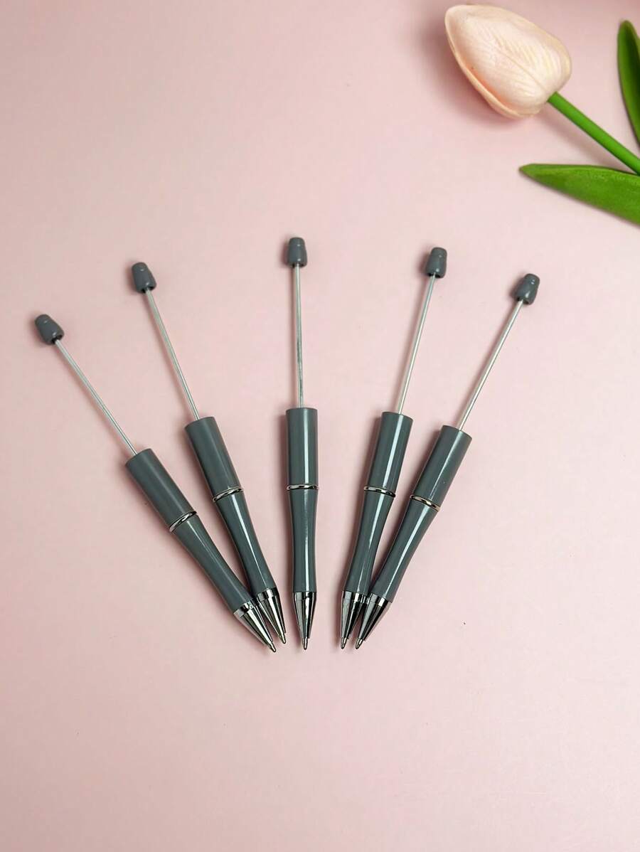 5pcs Creative Grey Beaded Pens For Students' Diy And Handmade Activities Improving Children's Manual Ability - Multicolor - View 1