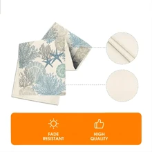 1 件蓝色海洋珊瑚海星设计涤纶桌布、婚礼装饰、现代餐饮桌垫、厨房餐桌装饰、房间装饰 - 淺藍色 - 查看 9